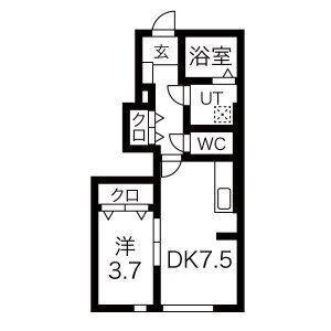 1DK 間取り図
