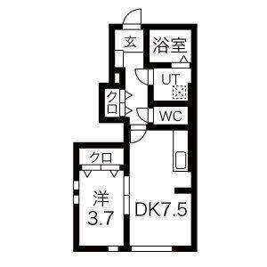 1DK 間取り図
