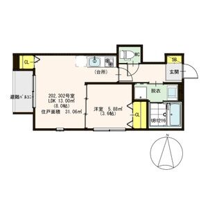 1LDK 間取り図