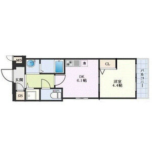 1DK 間取り図