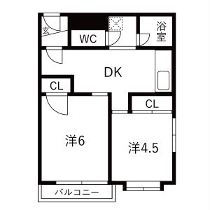 2DK 間取り図