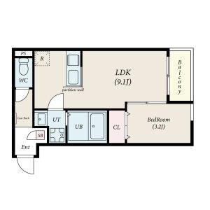 1LDK 間取り図