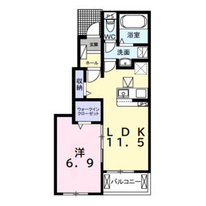 1LDK 間取り図