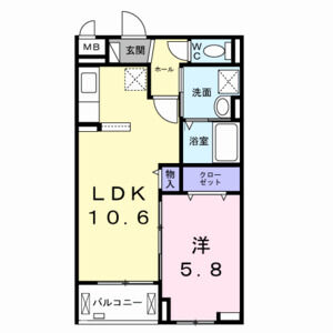 1LDK 間取り図