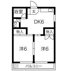 2DK 間取り図
