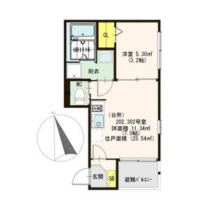 1DK 間取り図