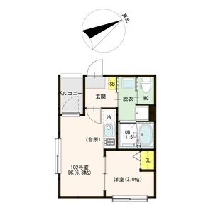 1DK 間取り図