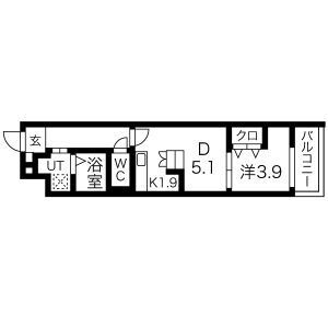 1DK 間取り図
