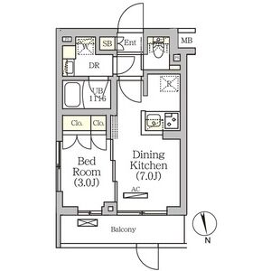1DK 間取り図