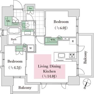 2LDK 間取り図