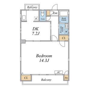 1DK 間取り図