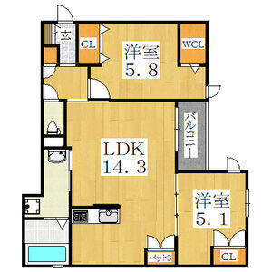 2LDK 間取り図