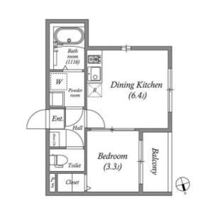 1DK 間取り図