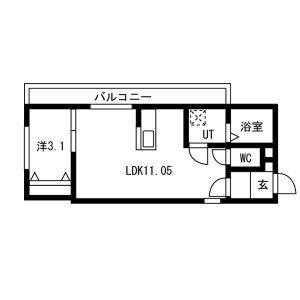 1LDK 間取り図