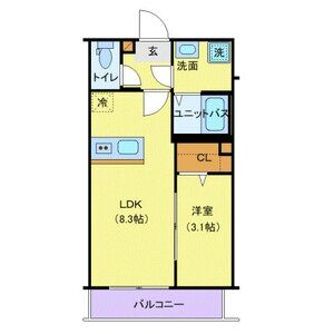1LDK 間取り図