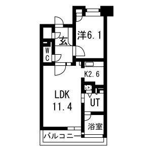 1LDK 間取り図