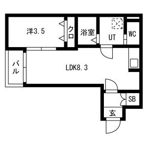 1LDK 間取り図