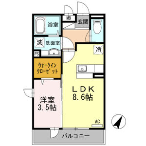 1LDK 間取り図