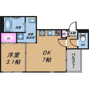 1DK 間取り図