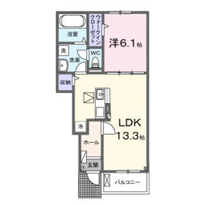 1LDK 間取り図