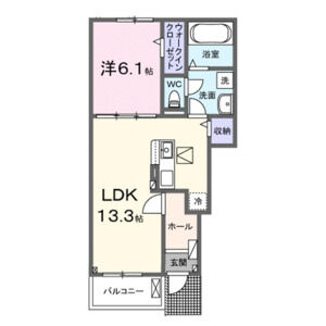 1LDK 間取り図