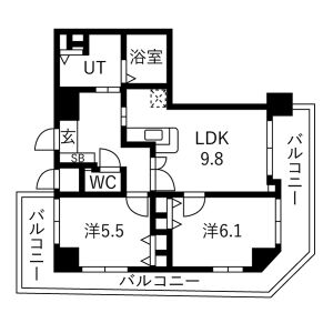 2LDK 間取り図