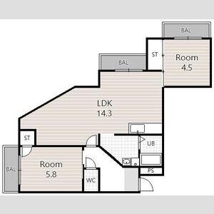2LDK 間取り図
