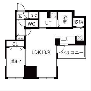 1LDK 間取り図