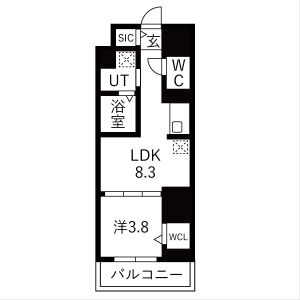 1LDK 間取り図