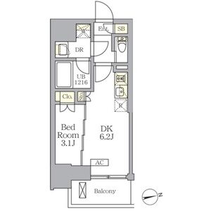 1DK 間取り図