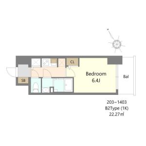 1K 間取り図