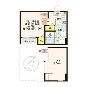 1K 間取り図