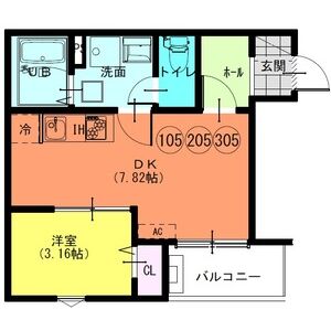 1DK 間取り図