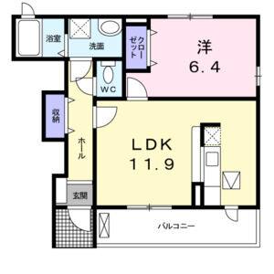 1LDK 間取り図