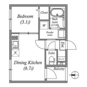 1DK 間取り図