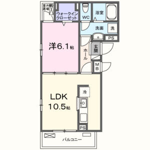 1LDK 間取り図