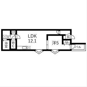 1LDK 間取り図