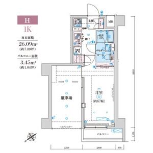 1K 間取り図
