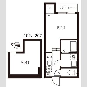 1K 間取り図