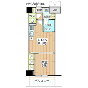 1LDK 間取り図
