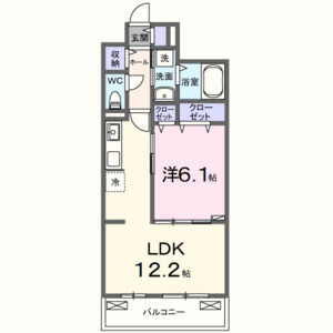 1LDK 間取り図