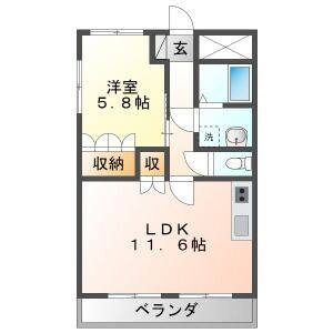 1LDK 間取り図
