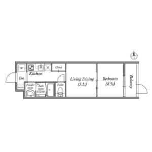1DK 間取り図
