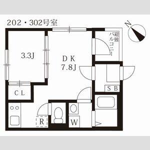 1DK 間取り図