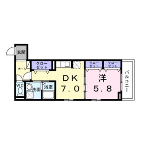 1DK 間取り図