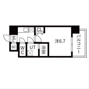 1K 間取り図