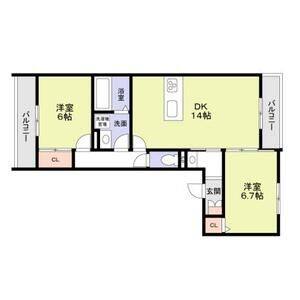 2LDK 間取り図