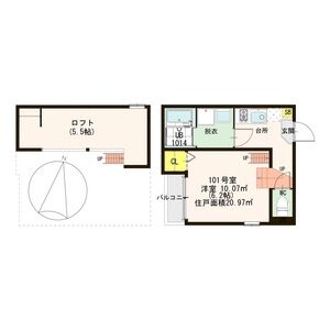 1K 間取り図