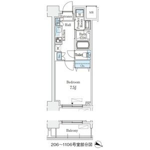 1K 間取り図