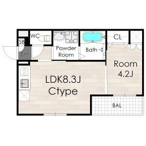 1LDK 間取り図